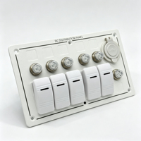 Panneau de commutation à bascule 5 interrupteurs en aluminium blanc pré-câblé avec indicateur LED rouge, disjoncteur et double prise USB 3.1A pour applications marines