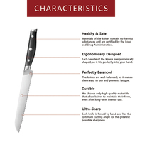 Couteau de chef G2 Razor Sharp 8 pouces 5Cr15Mov lame dentelée en acier avec manche en ABS couteau de cuisine OEM couteau à pain