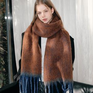 Écharpe en mohair à franges fines Melard Wicker Edge, style coréen, couleur unie, épaisse, chaude, pour étudiants, châle et cache-cou d'hiver - Product Image 2