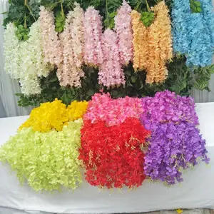 卸売売れ筋藤吊り花装飾結婚式造花背景家の壁の装飾