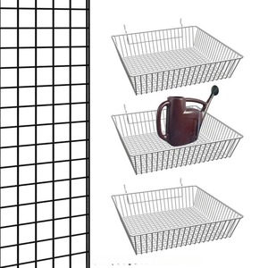 Chrome Metal Wall Grid Panel Display Basket Shelf Supermarket Display Racks - Product Image 1