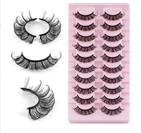Grosir 5D bulu mata bulu buatan tangan bulu sintetis Strip Rusia Vegan D bulu mata keriting panjang 20mm Model kotak bulu cerpelai palsu