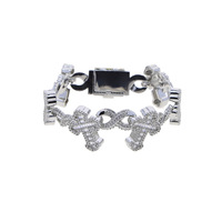 Bracelet chaîne cubaine personnalisé en argent plaqué, style hip-hop, avec croix multiples et maillons infinis en forme de X, serti de zircons cubiques 5A, pour hommes