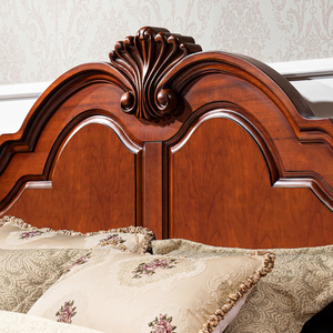 미국 복고풍 전통적인 단단한 나무 부드러운 침대 1.8m 홈 마스터 침실 더블 침대 웨딩 컨트리 스타일 대형 작은 침실 - Product Image 3