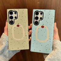 Étui de téléphone portable magnétique 2-en-1 à motif cerise et pois pour S26 Plus, S25 et S24
