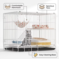 Enclos d'élevage intérieur pliable en fil métallique respirant, facile à ranger, villa pour chat surélevée à plusieurs niveaux, cage pour chat en fer
