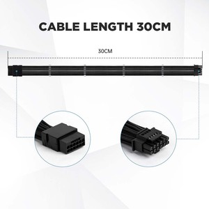 Câble d'extension gainé Asiahorse pour alimentation GPU, 16 broches (12+4) 12VHPWR, connecteur PCIe 5.0 mâle vers femelle pour RTX 3090Ti 4080 4090 - Product Image 3