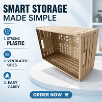 Caisse pliable en plastique imitation bois, panier de rangement pour fruits et légumes, ventilée, empilable, boîte de présentation pour la vente au détail