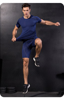 Ensemble de fitness d'été pour hommes, haut à manches courtes respirant et à séchage rapide, short de course ajusté, ensemble sportif deux pièces