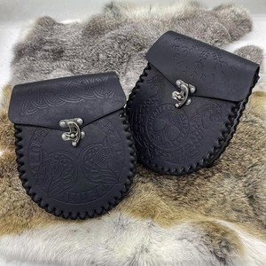 Borsa a Vita Vintage Nordica Pelle PU Goffrata Vichingo Drago Lupo Medievale Cosplay LARP Accessorio Costume - Product Image 5