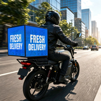 Boîte de livraison de nourriture LED P2.5 480x480mm 4G WiFi, affichage publicitaire 3D pour moto, publicité pour les livraisons