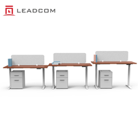 Bureau assis-debout électrique réglable en hauteur LEADCOM LS-783 ODM avec cloison acoustique pour espace de travail et réunions