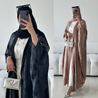 Abaya de Dubaï Sharut Vente en Gros 2024, Caftan Kimono Turc Modeste, Robe Musulmane Élégante à Manches Chauve-Souris en Satin Scintillant pour Femme