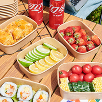 Boîtes à salade jetables en papier kraft brun personnalisées Lingka, rectangulaires/carrées, capacité 500-1000 ml, pour pique-nique et camping