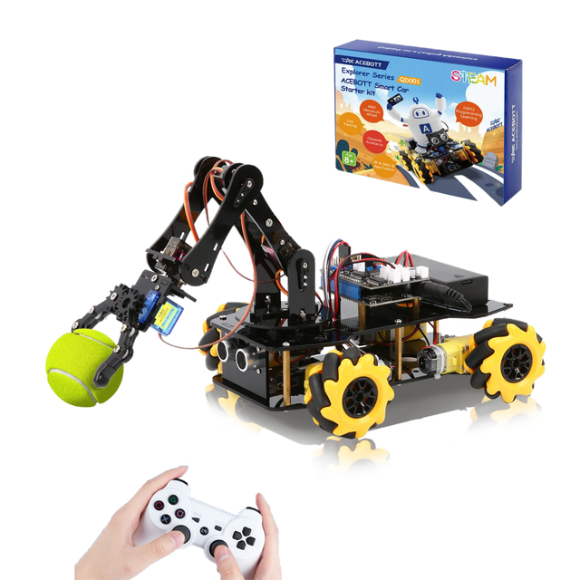 ACEBOTT ESP32 WIFI APP 4WD Programmable Smart Robot Arm Car Starter Automation Wireless Handle for Arduino Kits