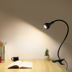 Lampe à pince LED rechargeable USB, col flexible à 360°, blanc chaud, contrôle tactile, en bois, CRI 90, éclairage de bureau à domicile - Product Image 3