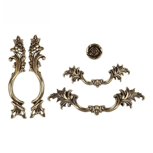 Manijas dobles para puertas de gabinetes, tiradores de puerta de armario tallados, imitación de pomos de puerta, placas de herrajes de palanca mecánica simétricas - Product Image 3