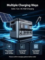 Station d'alimentation portable MP2500 2500W, panneau solaire, batterie LiFePO4, onde sinusoïdale pure, MPPT, lampe torche, compresseur d'air, allume-cigare