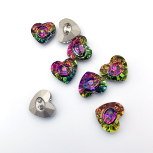 11mm phẳng hai lỗ <span class=keywords><strong>Rhinestone</strong></span> tinh thể hình trái tim nút cho quần áo mạ kỹ thuật - Product Image 5