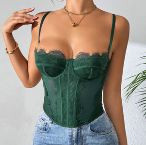 Áo corset ren lưới xuyên thấu gợi cảm kiểu dây spaghetti ôm sát phong cách Y2K dành cho nữ, thích hợp đi chơi, dự tiệc đêm - Product Image 4
