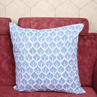 Housse de coussin carrée en coton 100% motif botanique bleu pour canapé, chambre, décoration intérieure, vente en gros