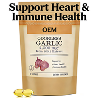 Capsules de Gélules Molles d'Ail Sans Odeur à Marque Blanche OEM, Extrait Haute Concentration Favorisant la Santé Cardiaque et Immunitaire, 60 Unités