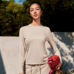 Automne Hiver <span class=keywords><strong>Randonnée</strong></span> En Plein Air Trekking Évacuation De L'humidité Laine Mérinos <span class=keywords><strong>T</strong></span>-<span class=keywords><strong>shirt</strong></span> À Manches Longues Pour Femmes - Product Image 3