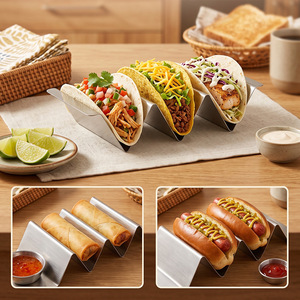 Stainless Steel W Shape Taco Holder Reusable Party Plating Tray Commercial Use - Product Image 4