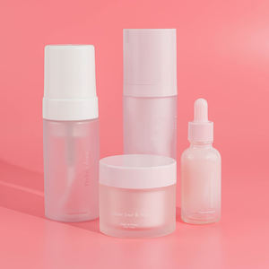Botol Pompa Lotion Kaca Kosmetik Matte <span class=keywords><strong>Pink</strong></span> 30ml-120ml dengan Logo Kustom dan Pipet Busa untuk Krim Wajah - Product Image 5