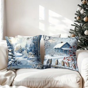 Những chiếc gối trang trí hình xứ sở thần tiên mùa đông ấm cúng tô điểm cho chiếc ghế sofa trang nhã với những chiếc tất Giáng sinh và những chiếc gạc tuần lộc. - Product Image 3