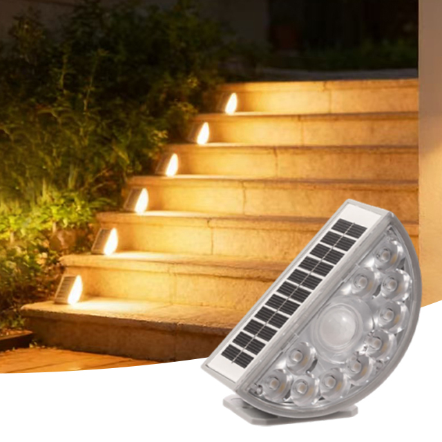 Outdoor Waterproof LED Solar Powered Wall Sensor Light IP65 Garden Night Guide Lights Stairs Step Lighting Dimmable ABS Material