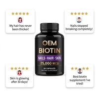 Capsules de vitamines pour cheveux, peau et ongles OEM, formule biotine, collagène, kératine, complexe B, sans OGM, sans gluten, 60 unités, étiquette privée personnalisée
