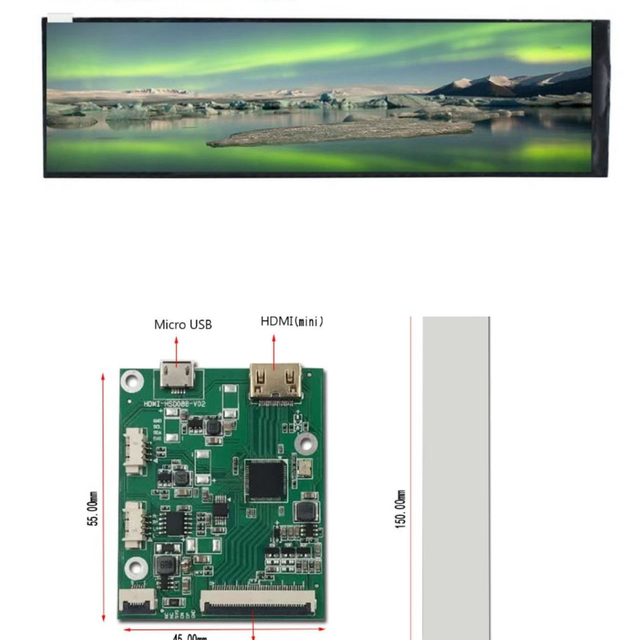 8.8 Inch 480x1920 UART Serial Bar Type IPS TFT LCD Display1920*480 MIPI Interface Stretched LCD Module with LCD Driver Board
