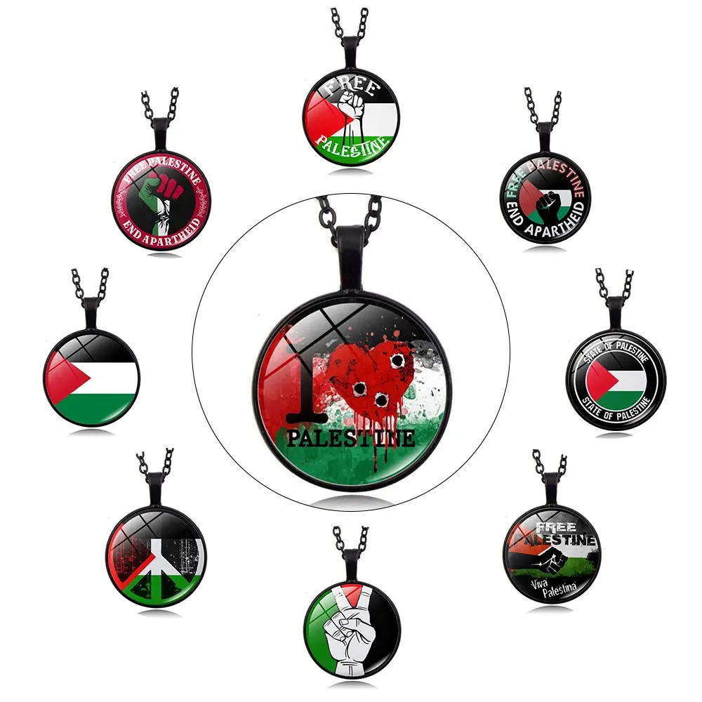 Flagge von Palästina Halskette Wir wollen Frieden frei Palästina Anhänger Halskette Shopify Drops-Hipping Custom Halskette Anhänger