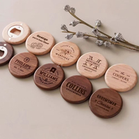 Ouvre-bouteille magnétique portable en bois et acier inoxydable, mini, rond, moderne et de haute qualité, pour fêtes de mariage, écologique, pour invités