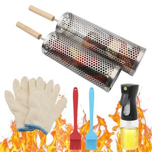 سلندر شواء 304 من الفولاذ المقاوم للصدأ سميك مزود بيد خشبية لمجموعة واسعة من الملحقات وسلة شواء - Product Image 4