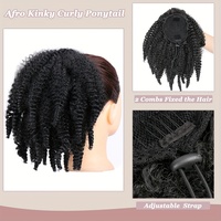 Postiches de cheveux Afro Twist Ponytail, tresses Marley moelleuses, extensions de cheveux Afro Kinky Curly, queue de cheval à cordon