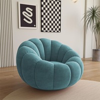 Fauteuil ergonomique individuel en tissu doux, chaise longue paresseuse avec pieds en métal robustes et coussin en éponge pour salon
