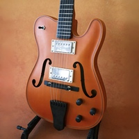 Guitare électrique jazz Yunzhi Archtop, 6 cordes, table en érable flammé massif sculptée à la main, touche en ébène, micros professionnels H/S