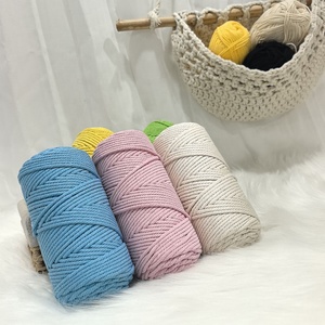 Ingrosso di Fabbrica Cordino per Macramè da 5mm in 100% Cotone <span class=keywords><strong>Filato</strong></span> Fantasia Tessuto a Mano per Lavori a Maglia Materiale Cardato con Motivo Tinto - Product Image 1