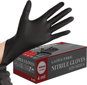 Gants jetables en nitrile noir sans latex EN ISO 374 Type doigts texturés boîte personnalisée pour cuisiner Salon de beauté tatouage de barbier - Product Image 1