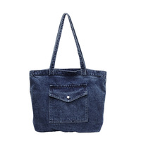 Sac à bandoulière en jean grande capacité pour étudiante, sac d'école en nylon, sac à main à une épaule pour fille