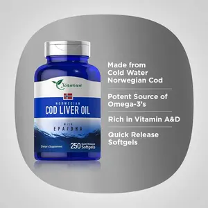 Private Label Engelvaer Cod Liver Oil 250 Quick Release Softgels GEL Capsules
