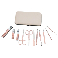 Ensemble de coupe-ongles professionnel en or rose 11 pièces, kit de manucure et pédicure professionnel, boîte de rangement, ciseaux à cuticules