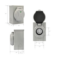 Kotak Inlet Daya Generator 30 Amp NEMA L14-30P Anti Bongkar Berbahan Logam, Soket Ekstensi Luar Ruangan Tahan Air