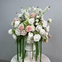 Arrangement floral de mariage personnalisable, rose blanche artificielle, calla lily, hydrangea vert, centre de table pour décoration de table