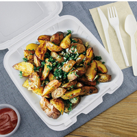 Contenants alimentaires en plastique biodégradable à couvercle articulé noir et blanc MFPP, micro-ondables, pour plats à emporter