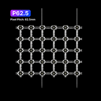 Layar LED Mesh Fleksibel Transparan Outdoor IP66 P62.5/62.5mm 256LEDs/m, Kecerahan Tinggi RGB/RGBW, CRI 90