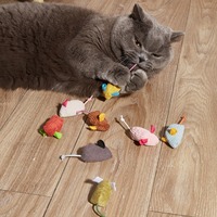 Mini jouet de simulation en tissu pour rongeurs et félins, souris en peluche texturée en velours côtelé, bâton à mâcher pour chat, jouet à grigner pour chat