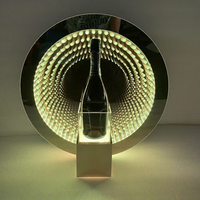 Présentoir à vin VIP en acrylique avec miroir infini LED rond pour bouteille de champagne, idéal pour les bars et les discothèques